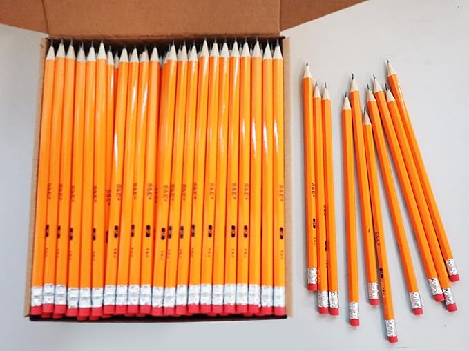 S & E TEACHER'S EDITION Woodcased #2 Pencils, Pre-sharpened, 2 HB Lead Bulk Box Pencil, No. 2, Yellow Pencils with Erasers, Back to school, 200 Count