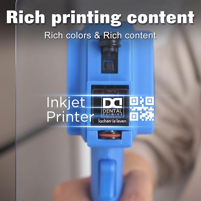 Handheld Inkjet Printer with 42ml Quick-Drying Ink Cartridge, 0.5 Inch Nozzle Ink Jet Coding Machine for EXP Date/Batch Number/QR Code/Barcode/Logo/Text (ZM-C12mini) (Blue)