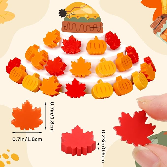 JULMELON 72PCS Fall Party Favors Set, 36PCS Autumn Pencils with 36PCS Pumpkin Maple Leaf Erasers, Pencils for Thanksgiving Holiday Party Reward Supplies