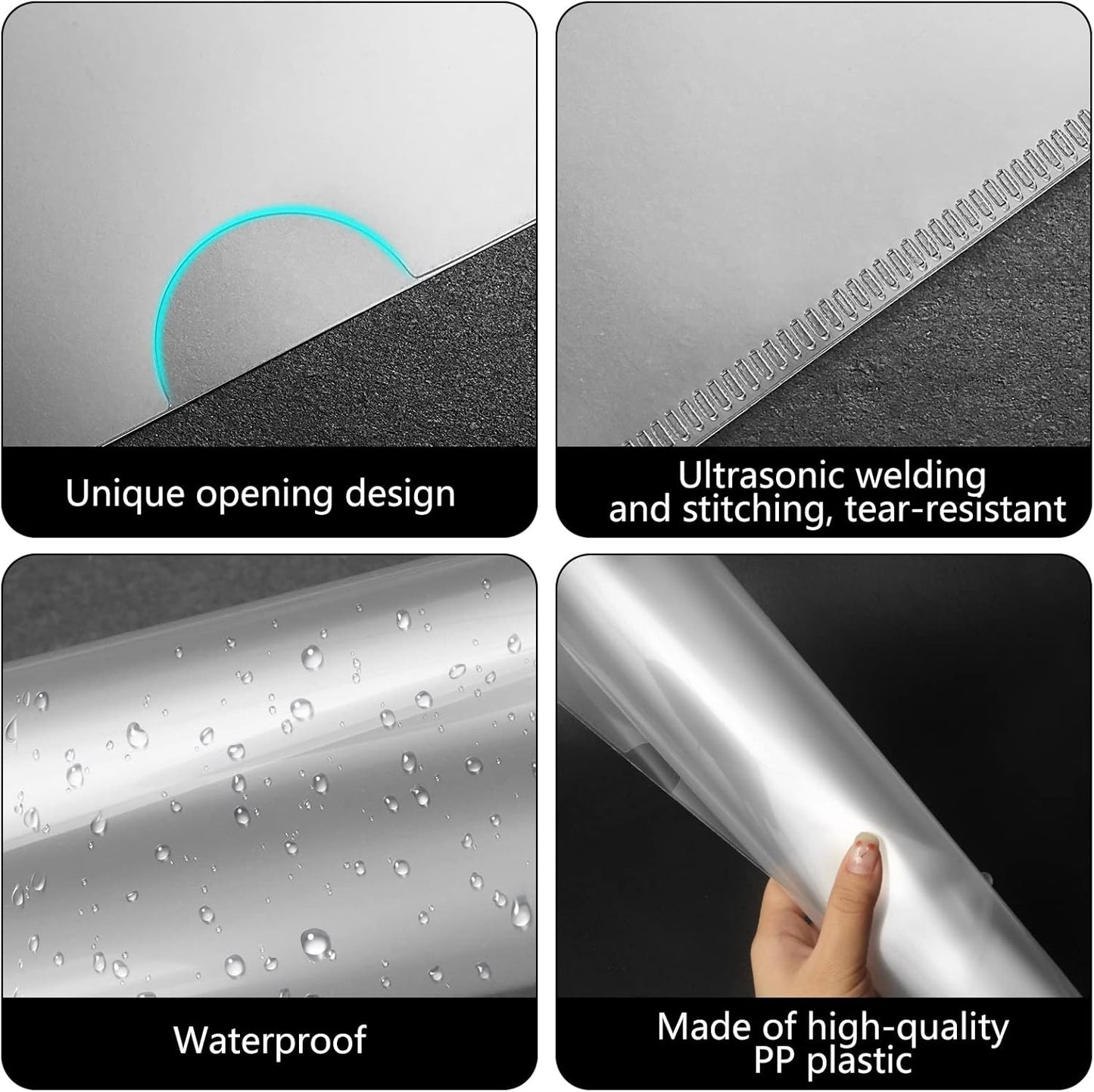 37 Pcs Clear Plastic Document Folder Project Pocket for Letter / A4 Size Paper - Transparent L-Type Plastic Folder