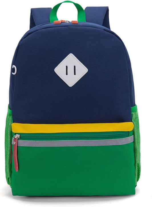 HawLander Little Kids Backpack for Boys Toddler School Bag Fits 3 to 6 years old, 15 inch, Blue Green