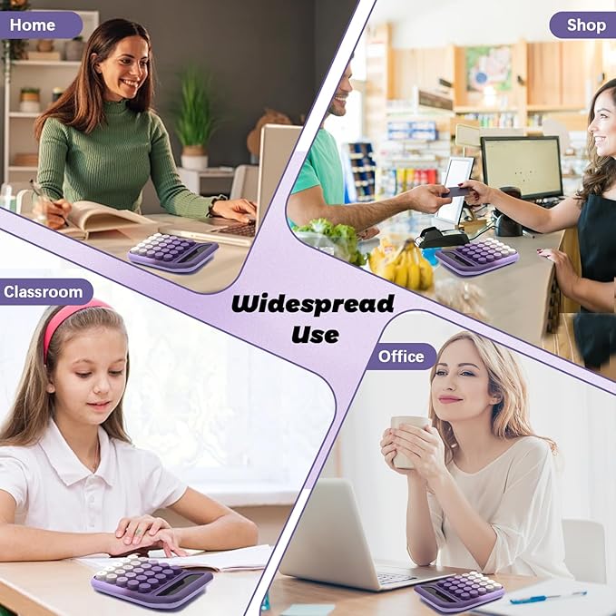 Standard Calculator - Gradient Purple with 12 Digit Display and Big Buttons, Cute Office and School Accessory