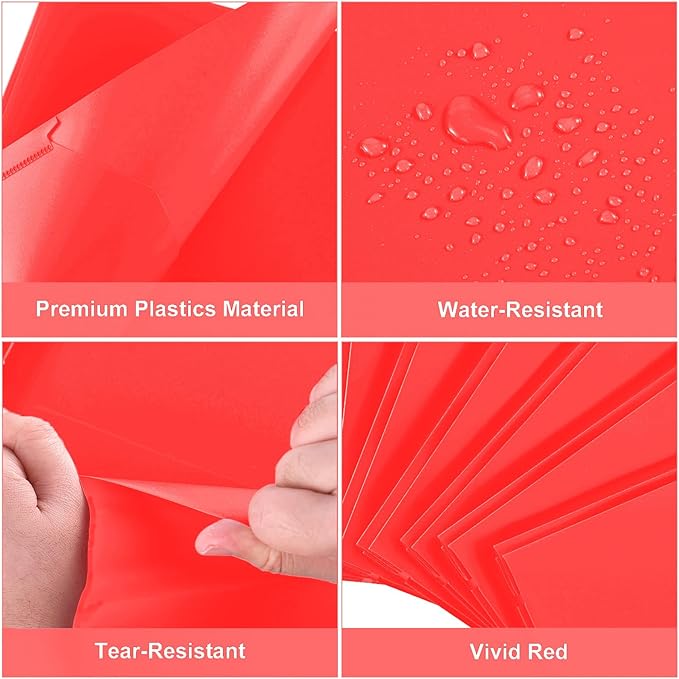 SUIN Plastic Project-Folders with 2 Pockets & 3 Prong, Bulk Pack Project File-Folder for US Letter Size Papers, Ideal for School & Office, Assorted Pastel Colors (Red)