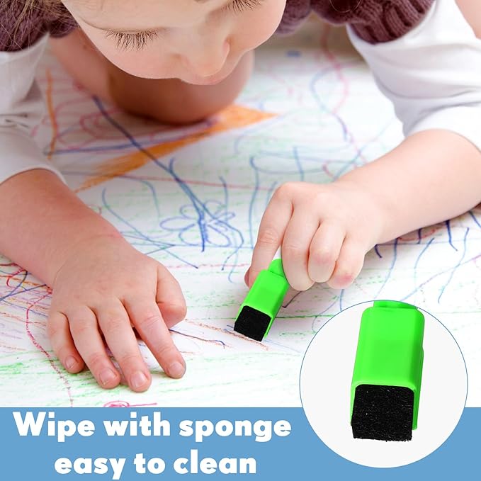 Kosiz 200 Pcs Magnetic Dry Erase Markers Fine Point Tip Whiteboard Markers with Eraser Cap Magnetic Dry Erase Pens Erasable Pens for Whiteboard Dry Boards(Black, Red, Blue, Green)