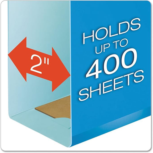 Pendaflex 04153X2 BLU Extra Capacity Reinforced Hanging Folders, 2", Legal Size, Blue, 1/5 Cut, 25/BX (4153x2 BLU)