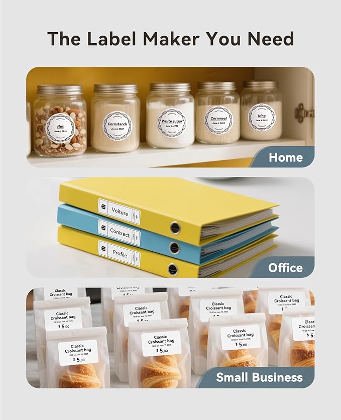 NIIMBOT 2Inch Label Maker Machine with 3 Tape, B1 Portable Sticker Printer for Small Businesses, Clothing, Logo, Jar, Address, Compatible with Phones & PC, Blue