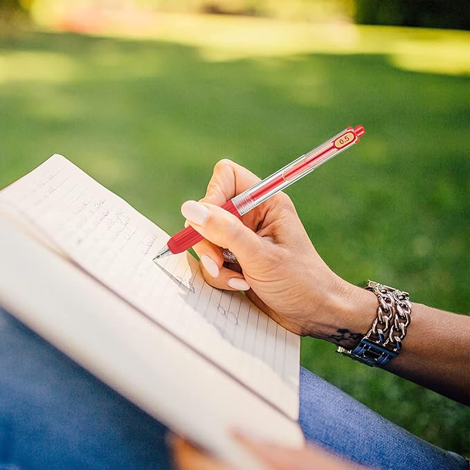 Aozora 20 Pack Red Gel Pens Fine Point Smooth Writing Pens Retractable Red Ink Pen with Soft Grip 0.5mm Quick Dry Office School Supplies Gold Clip