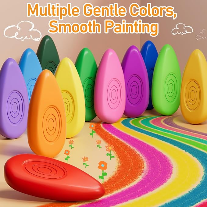 Four Candies Toddler Crayons 24 Count, Non Toxic Washable Crayons for Toddlers 1-3, Unbreakable Easy-Grip Water-Drop Shape for Little Hands, Toddler Coloring Art Gift