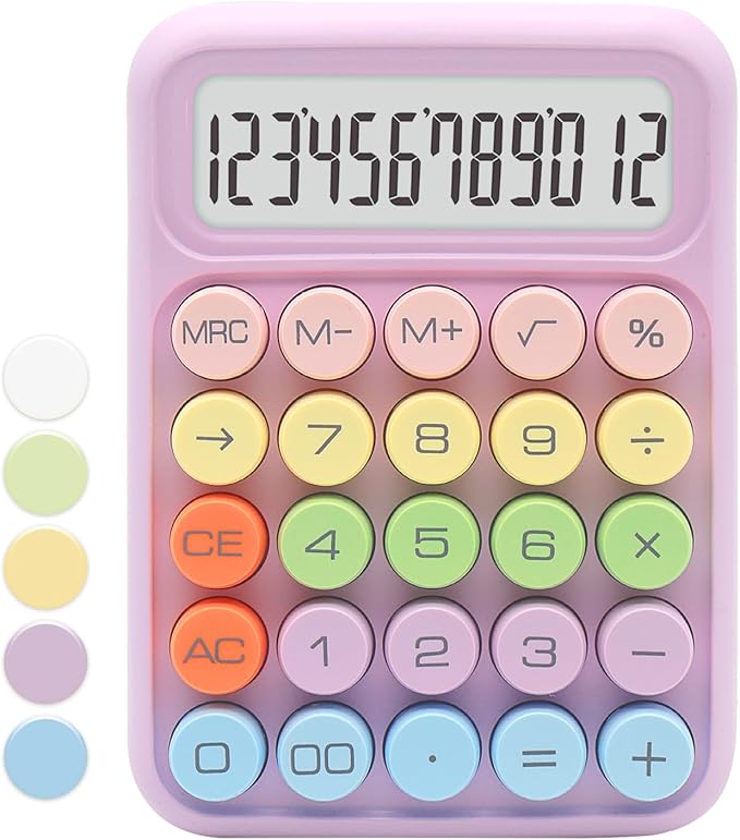 Purple Calculator, Cute Calculator with 12 Digit Display and Big Buttons,Purple Office Supplies and Desk Accessories for Office Clerks