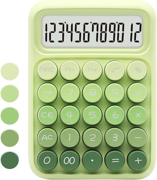 Gradient Green Calculator, UPIHO Standard Calculator with 12 Digit Display and Big Buttons,Sage Green Office Supplies and Desk Accessories for Office,School