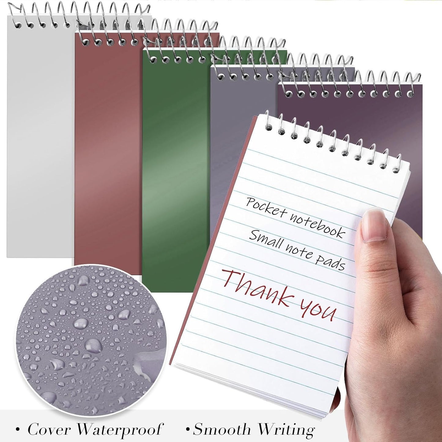 Leinuosen 100 Pcs Spiral Memo Pads 3x5 Inch 75 Sheets College Ruled Small Pocket Notebooks Little Mini Notepads Bulk Top Bound Lined Note Pads for Home School Office Travel Work (Vivid Color)