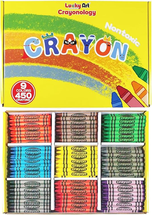 wrapped Bulk Crayons Classpack (450 Regular Size wrapped, 50 each of 9 colors), Bulk School Supplies for Teachers, Kids Crayons, Arts and crafts Classroom Supplies