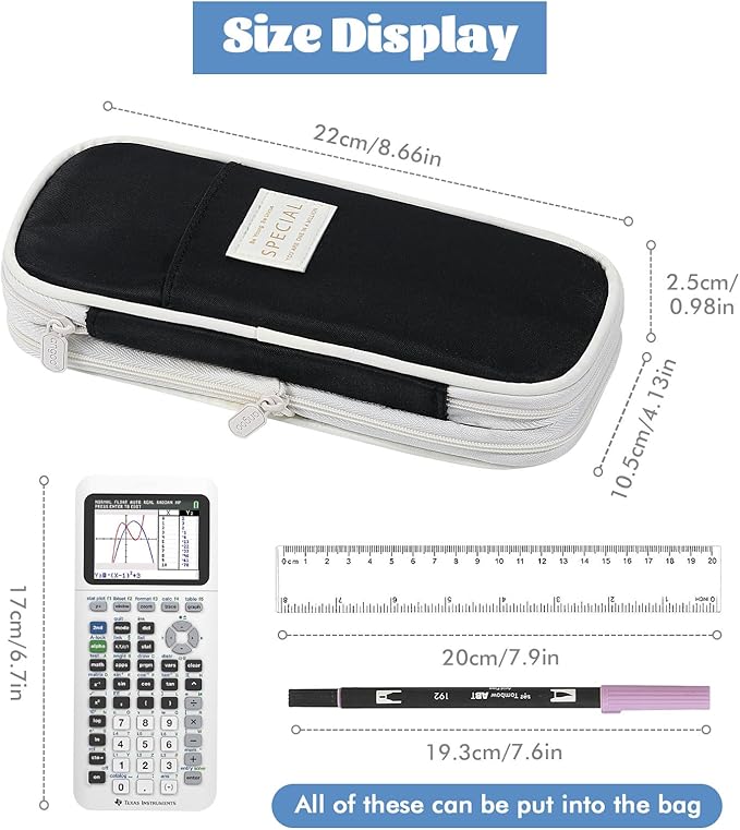 MoKo Large Capacity Pencil Case, Aesthetic Pencil Pouch Bag with Zipper, Cute Pen Case Stationery Organizer Holder for Office/School Supplies, Back to School Gift, Black