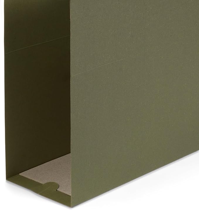 25 Blue Summit Supplies Legal Size Hanging File Folders, 4" Expansion, Standard Green, 12pt Paper, Plastic Tabs Included, Expandable Hanging File Folders, 25 Pack