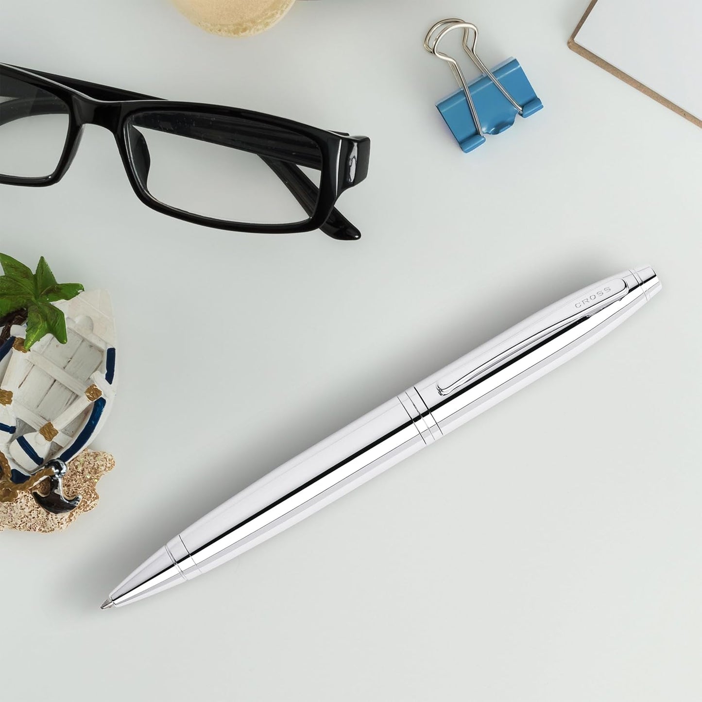 Cross Calais Refillable Ballpoint Pen Presented in a Luxury Gift Box - Medium Point, Black Ink, Polished Chrome