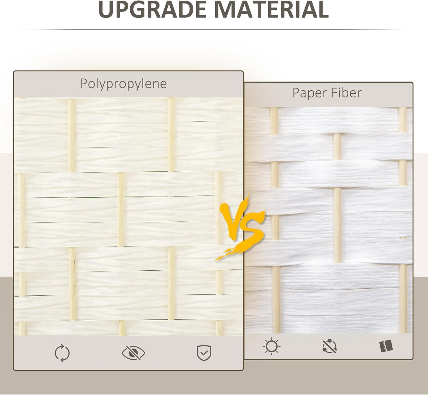 HOMCOM 6 Panel Room Divider, 6' Tall Folding Privacy Screen, Hand-Woven Freestanding Wall Partition for Home Office, Bedroom, White