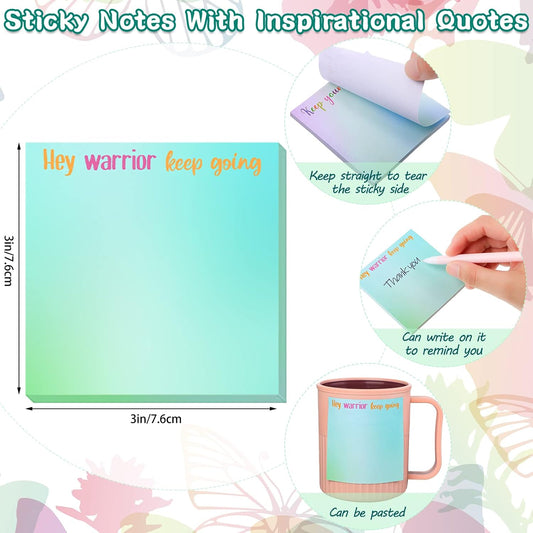 Zonon 12 Pieces Inspirational Sticky Notes 3 x 3 Inch Motivational Fun Notepads Positive Gifts for Teacher Nurse Coworkers Work Studying Supplies(Watercolor Style)