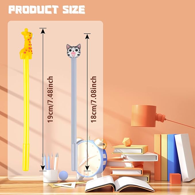 SAIWEILAI ONLINE 100 Pieces Kawaii Pens Cartoon Fun Pens Cute Animal Dinosaur Pen Black Gel Ink Writing Pen for Students Home Office School Supplies,50 Styles