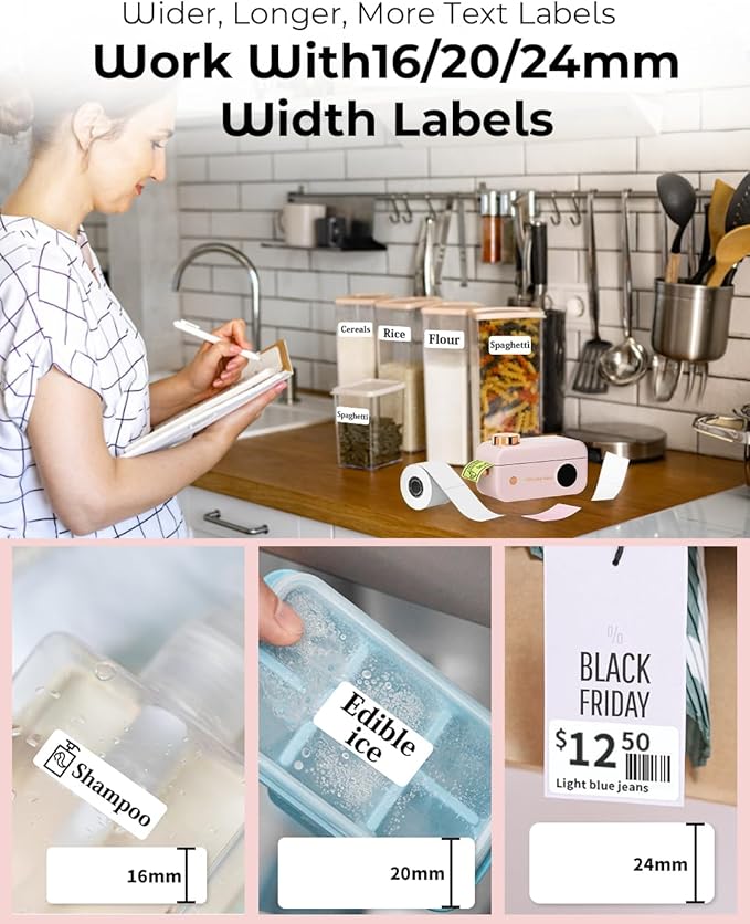 Phomemo Label Maker Machine- D50 Large Label Maker with Cutter Thermal Label Printer for 3/5" to 9/10" Tape, Labeler for Home Address, Organization, Office, Gift, Support iOS & Android