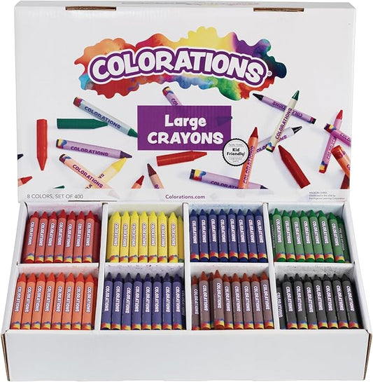 Colorations Large Crayons - 8 Colors, Set of 400 (Item # CLBIGS)