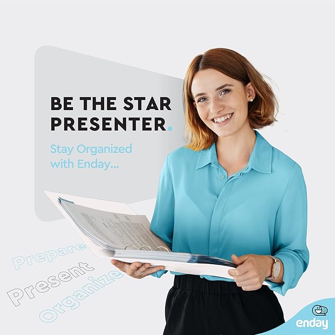 1 Inch 3 Ring Binder 1” Binder White Clear View Cover with 2 Inside Pockets, Colored School Supplies Office and Home Binders, 6 Pack – by Enday