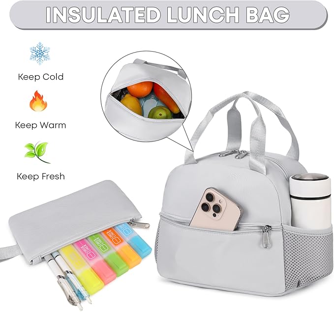 3PCS School Backpack For Student Women College Middle High Teen Girls Bookbag Waterproof Laptop Bag Grey