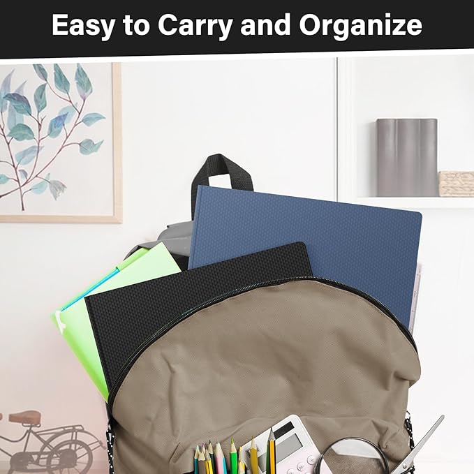 60-Pack Plastic Folders with Pockets and Prongs,2-Pocket Folders with 3 Fasteners, Poly Folders Holds 8-1/2" x 11" Paper for School/Office/Home, Black