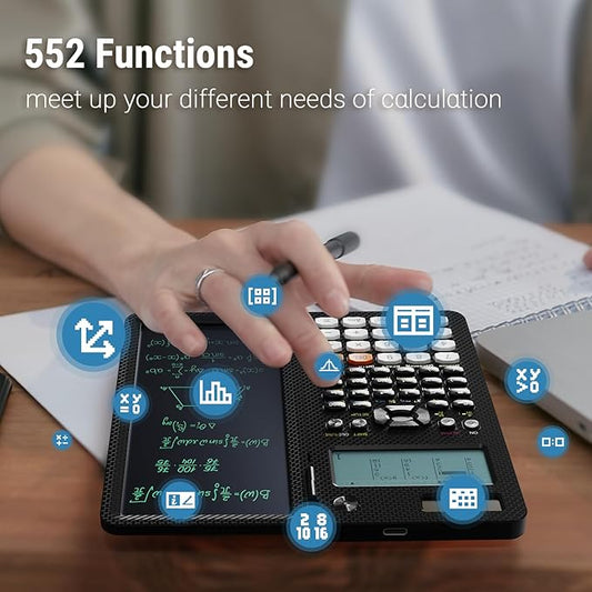 991EX 552 Functions Desktop ROATEE Scientific Calculator Rechargeable & Solar Power, Multiview 6-Line Display with Erasable LCD Writing Tablet for High School College Graduate Student and Researchers