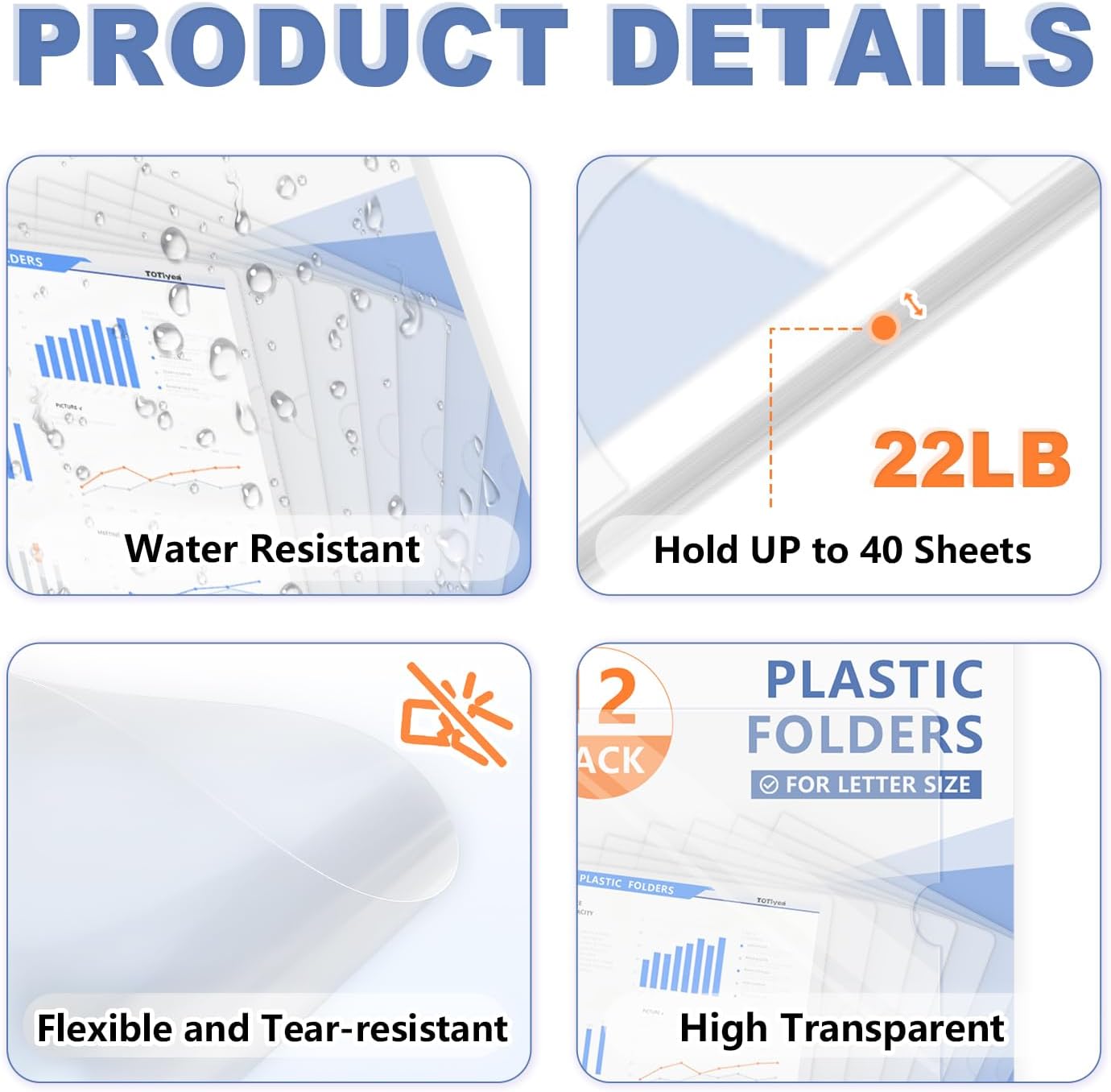 TOTiyea 12 Pack Clear Folder, Plastic L-Type Folders, Clear Copy Safe Project Pocket, Fits Letter Size 8.5x11 Paper, Transparent