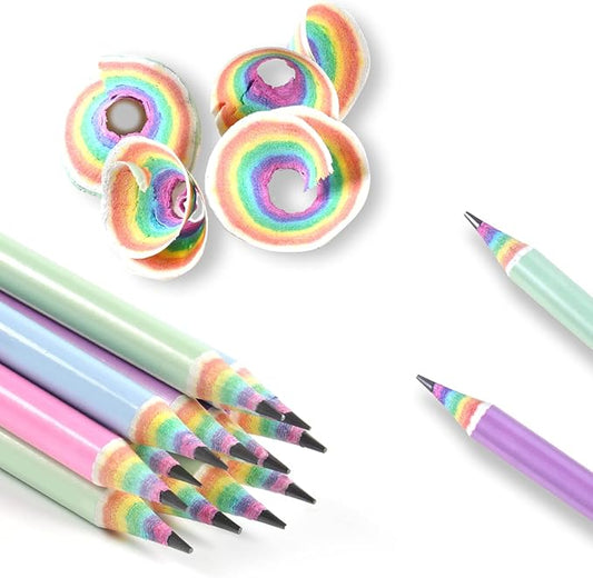 ECOTREE Pre-Sharpened Pencils #2 Eco Rainbow Paper Pencils for Kids Cute Number 2 Pencil with Erasers for School, Writing,12 Count