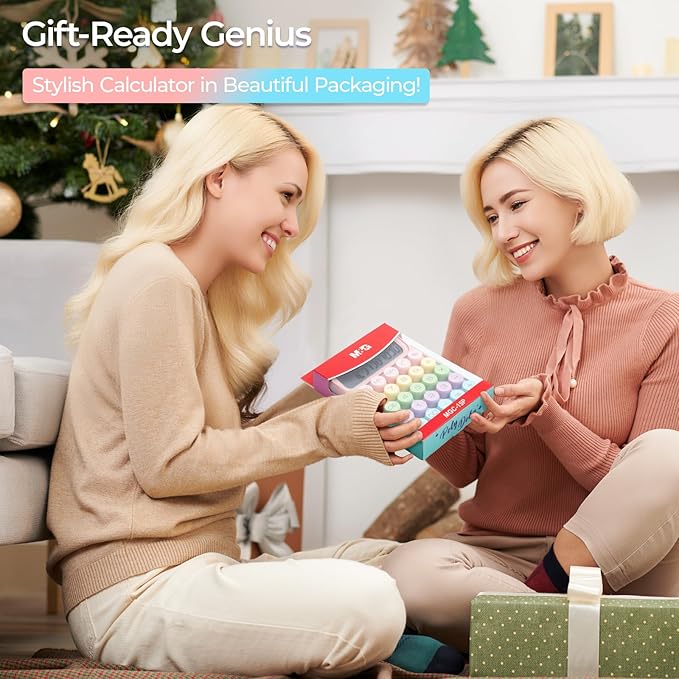 M&G Mechanical Switch Calculator, 12 Digit Basic Desk Calculator, Large LCD Display and Big Buttons, Cute Desktop Calculators Gift for Children Students Teacher