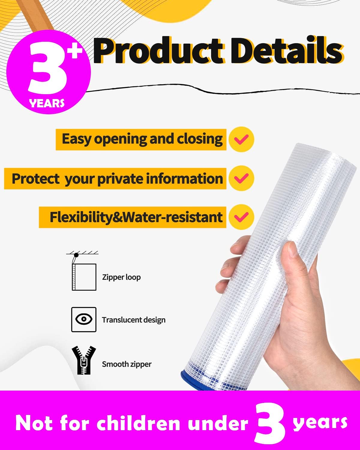 SUNEE Mesh Zipper Pouch 9.2x12.5 in (Black, 24 Packs),Extra Large Water-Resistant Zip Bag for School Office Supplies, Puzzles & Games Organizing Storage