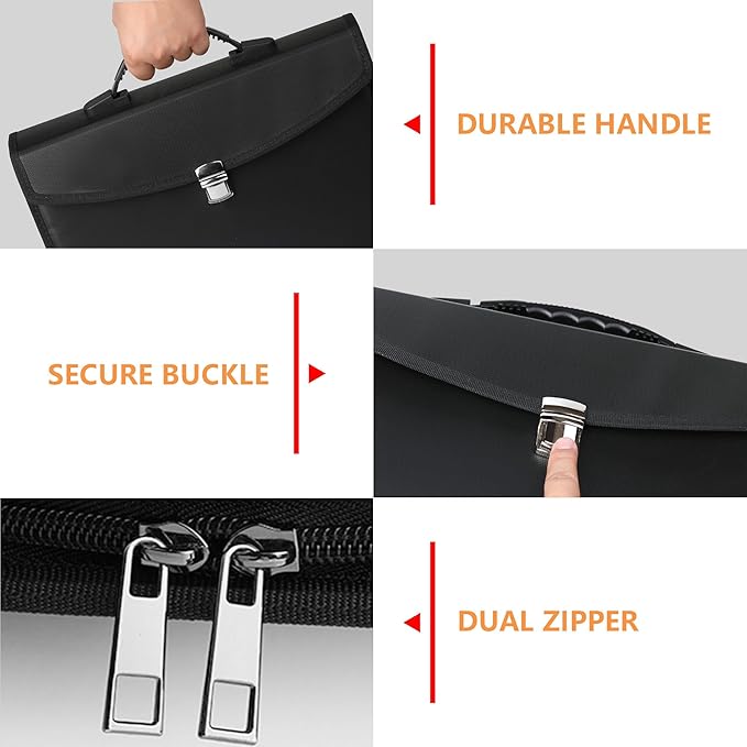 Hontom Accordion File Organizer,24 Pockets Fireproof Expanding File Folder with Multi Pockets,Portable Business Fireproof Storage Document Organizer Folder with Snap Closure for Documents and File