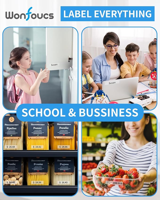 Wonfoucs TZe-121 Clear Label Maker Tape Replace for Brother P-Touch 9mm 0.35" Laminated TZ Tape TZe121 TZ-121 TZ121 Work with Brother Label Printer PTD210 PTD220 PTD202 PTD200 PTH110, 8m, 4-Pack