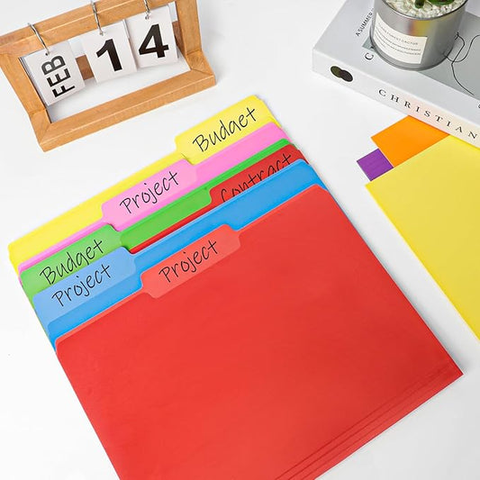 32 Pack Colored File Folders 8.5 x 11 Inch, 1/3 Cut Tab File Folders Letter Size, Assorted 8 Colors Filing Folder for Office School Business