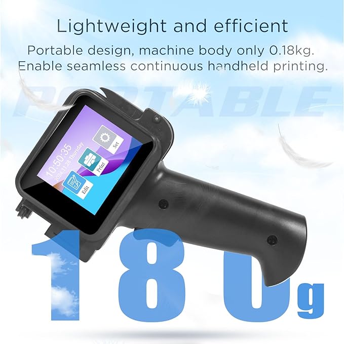 Handheld Inkjet Printer with 42ml Quick-Drying Ink Cartridge, 0.5 Inch Nozzle Ink Jet Coding Machine for EXP Date/Batch Number/QR Code/Barcode/Logo/Text (ZM-C12mini) (Black)