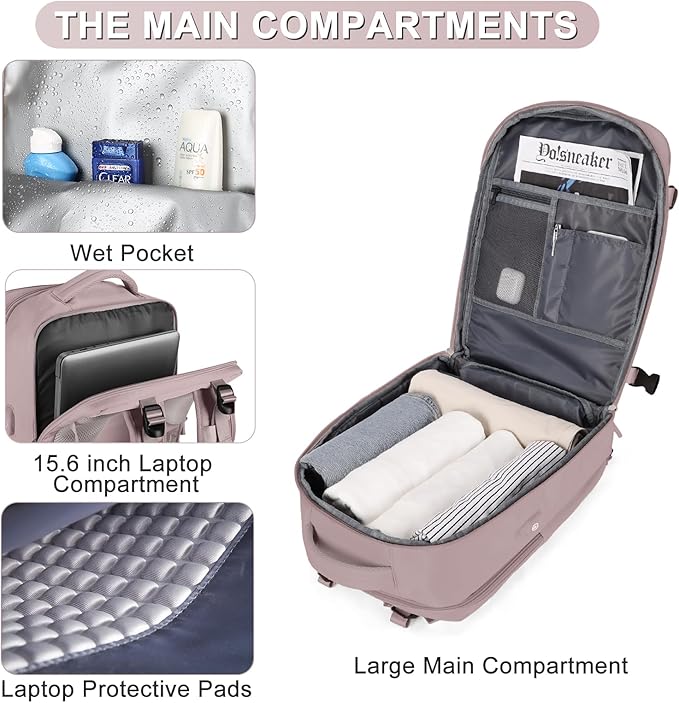 Large Travel Backpack For Women Men Airline Approved Carry On Backpack Flight Approved Waterproof Sports Backpack Casual Daypack Hiking Backpack