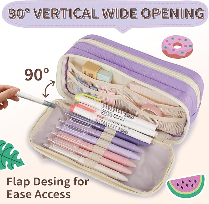 Large Capacity Pencil Case with Compartments, School Pencil Bags with Zipper, Big Storage Pen Bag for Teen Girl Boy Men Women, Adult Stationery Pen Bag for School College and Office