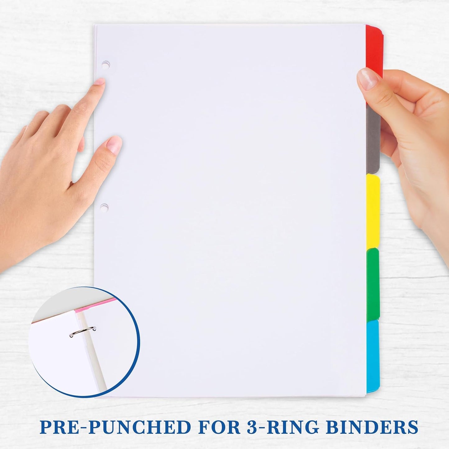 LUX Binder Dividers - Pack of 120-5 Tabs Binder Dividers for 3 Ring Binders - Multicolored Writable Tabs & Letter Size Paper Binder Divider - Ideal for School, Office, Home & Business Organization