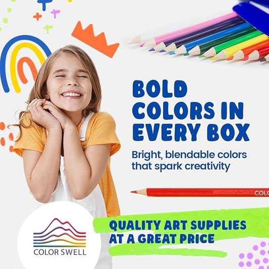 Color Swell Bulk Colored Pencils – 30 Sets, 360 Pre-Sharpened Assorted Vibrant Colors – Ideal for Kids, Teachers, and Classroom Supplies