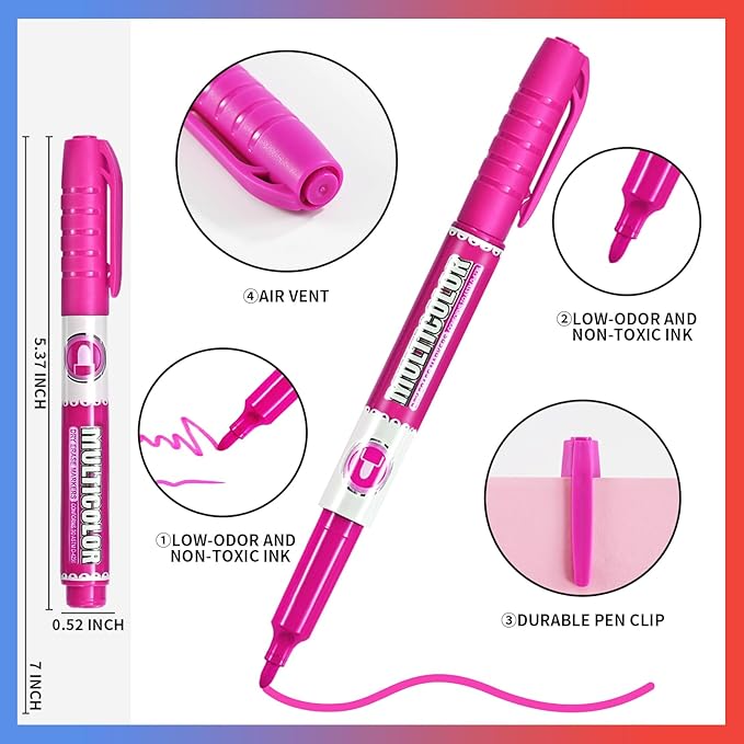 Dry Erase Markers, Fine Tip Whiteboard Marker, Low Odor Dry Marker, Fine Point Markers are pecfect for Whiteboard Mirrors Glass, Assorted Color Markers for School Office Home (8 Pack 8 Colors)