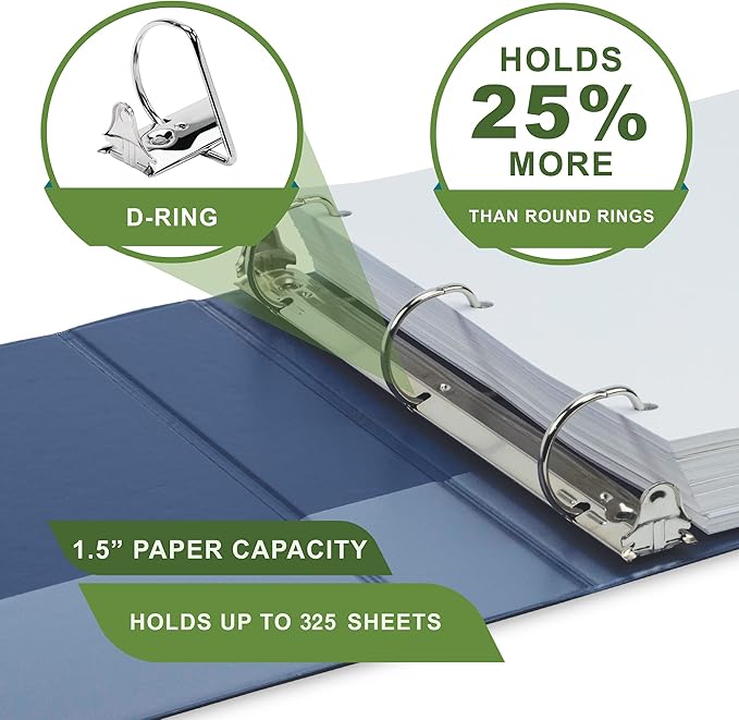 Samsill Plant-Based 1.5 Inch Durable D-Ring, Made in USA, View Binder, Eco-Friendly, USDA Certified Biobased, 4 Pack, Boho Assortment