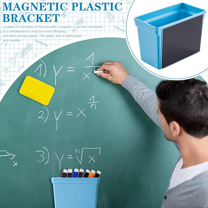 Boao Magnetic Dry Erase Marker Holder 10 Pcs Colorful Magnetic Markers Set with Eraser Whiteboard Plastic Pen Cup for Back to School Classroom Organization Supplies Refrigerator Accessories(Simple)