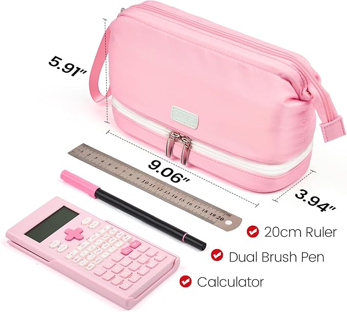 Sooez Big Pencil Case, Extra Large Pencils Pouch, Wide Opening Pen Bag Box with 6 Compartments, Store 200 Pens, Zipper Stationery Organizer, Cute Aesthetic School Supplies for Teen Girls Boys Women