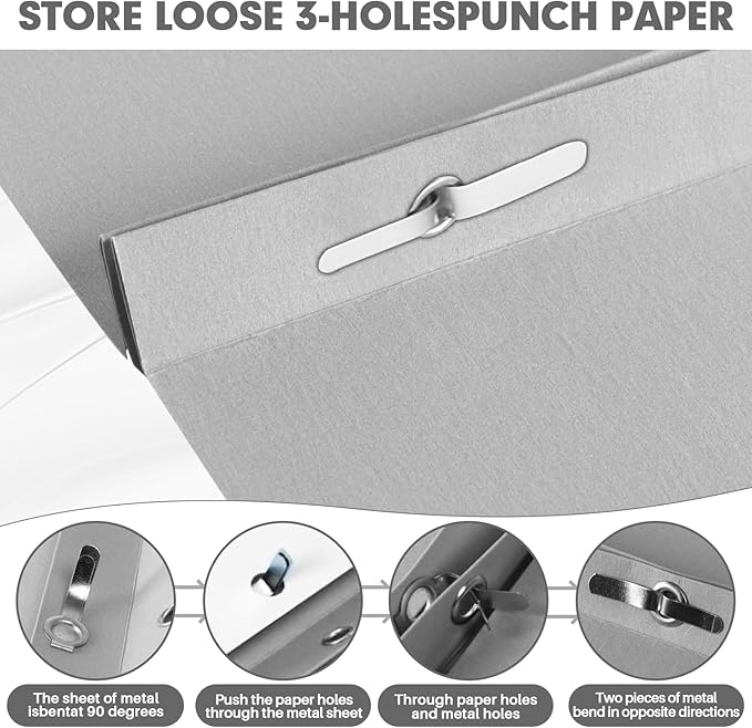 Two Pocket Folders, RAZCC 50 Pack Two Pocket Folders with Prongs, 3 Prong Folders Fit Letter Size Paper, Pocket File Folders for School Office Home Business, Grey