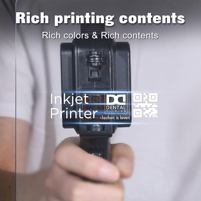 Handheld Inkjet Printer with 42ml Quick-Drying Ink Cartridge, 0.5 Inch Nozzle Ink Jet Coding Machine for EXP Date/Batch Number/QR Code/Barcode/Logo/Text (ZM-C12mini) (Black)