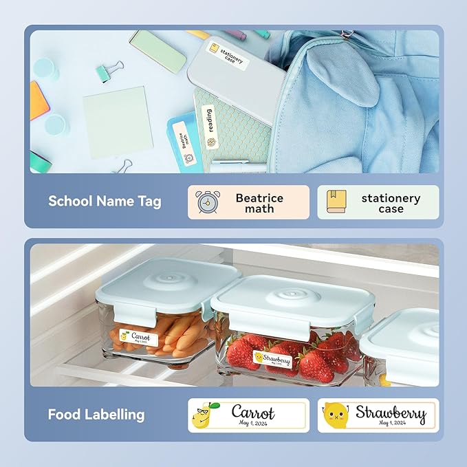 NIIMBOT D110 New Version Label Maker Machine with Tape, Handheld Bluetooth Label Printer, Mini Thermal Printer, Sticker Maker for Organizing Home Kitchen School,White