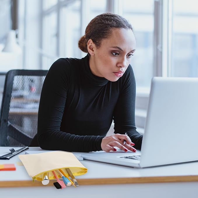 Shappy 40 Pcs Canvas Zipper Pouch Bags Pencil Pouch Canvas Makeup Bags Blank Pencil Case Cotton Cosmetic Case for Travel DIY Craft (9.25 x 6.89 Inches,L)