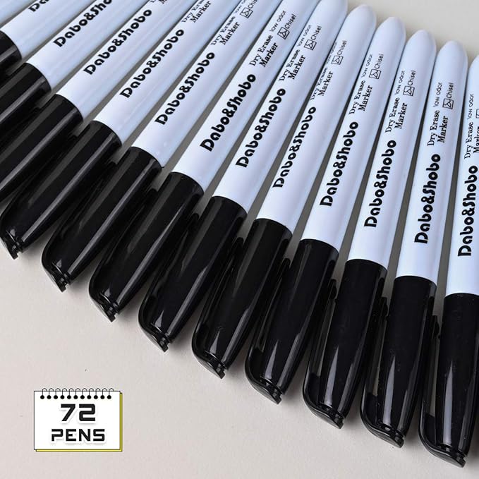 Dabo&Shobo Dry Erase Markers, （80 Count, Black,Chisel Tip）-White Board Markers/Pens ，Very Suitable for Writing on The School、 Office 、Home Dry Erase whiteboard Mirror Glass…