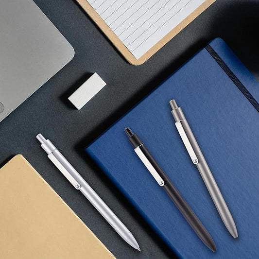 LINFANC 6 Pcs Gel Pens Ballpoint, Metal Barrel Medium Point 0.7 mm Quick Dry Black Ink Cute Pens for Journaling, Smooth Writing Gel Pen, Cute School Supplies Office Supplies Gifts for Women